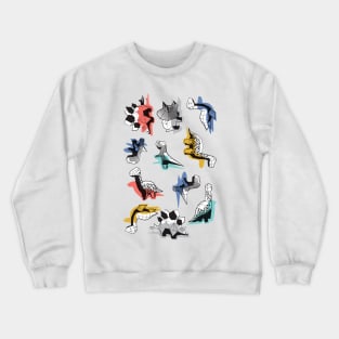 Geometric Dinos // print // non directional design white background multicoloured dinosaurs shadows Crewneck Sweatshirt